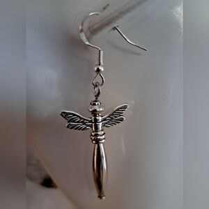 Silver Dragonfly Dangle Earrings